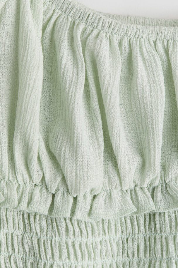 H&M Smocked Top Light Dusty Green