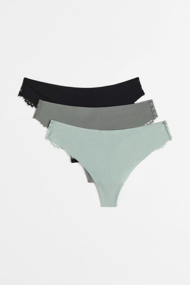 H&M Set Van 3 Slips - Brazilian Zwart/donkergrijs/lichtgroen