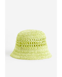 Crochet-look Straw Hat Yellow