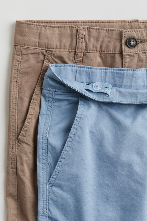 H&M 2-pack Chino Shorts Light Blue/beige