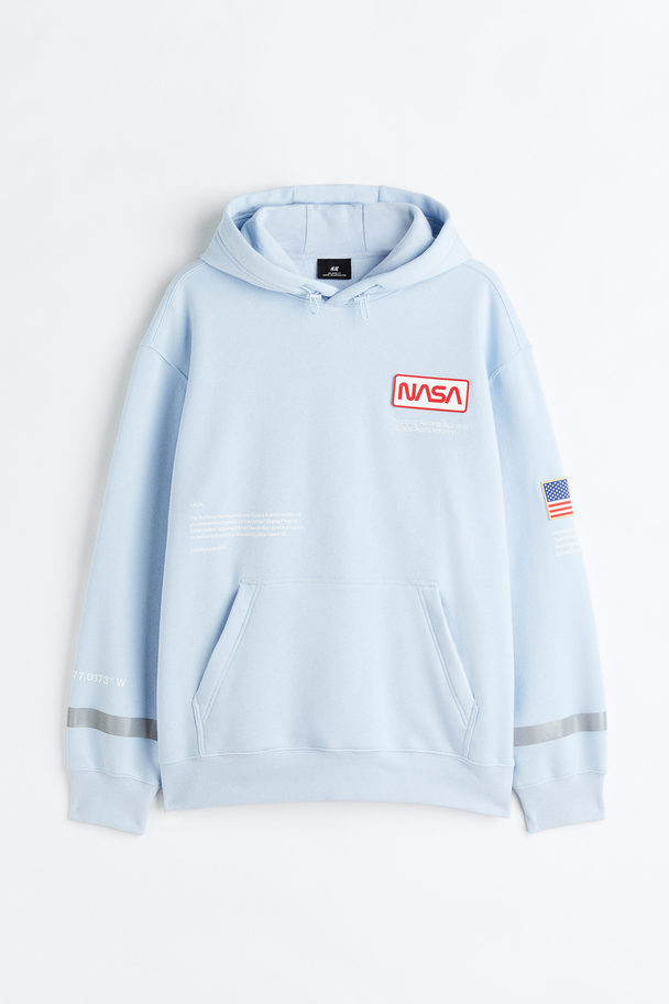 H&M Relaxed Fit Hoodie Light Blue/nasa