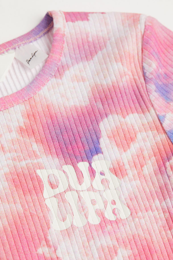 H&M Kurzes T-Shirt mit Print Rosa/Dua Lipa