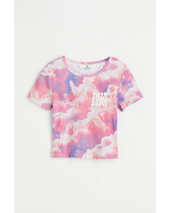 Cropped T-shirt Met Print Roze/dua Lipa