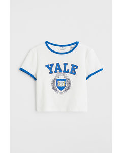 Cropped T-shirt Met Print Wit/yale