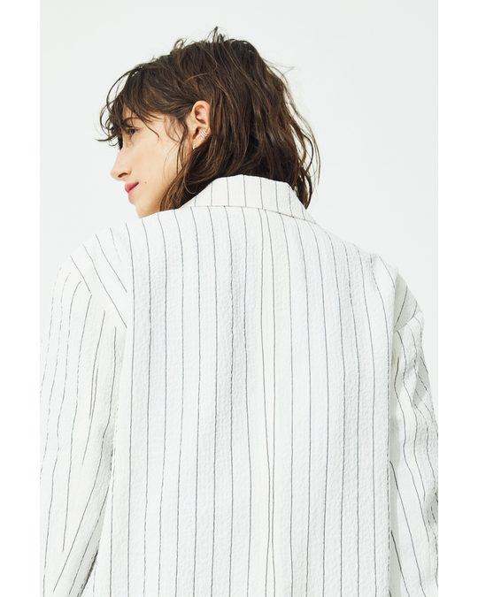 H&M Oversized Jacket White/pinstriped