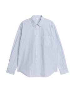 Legeres Baumwoll-Popeline-Hemd Blau/Weiß