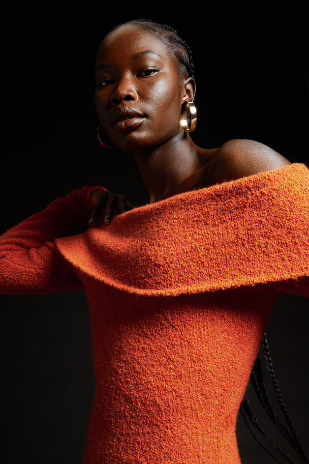 H&M Off-the-shoulder Dress Orange