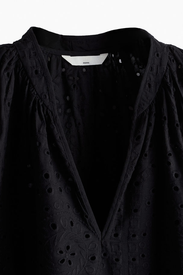 H&M Mama Broderie Anglaise Dress Black