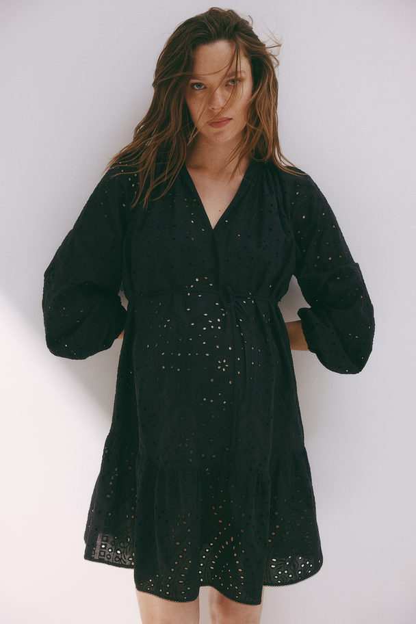 H&M Mama Broderie Anglaise Dress Black