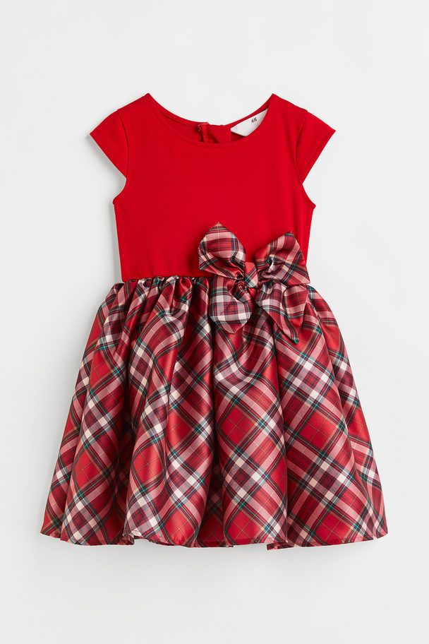 H&M Flared-skirt Dress Red/checked
