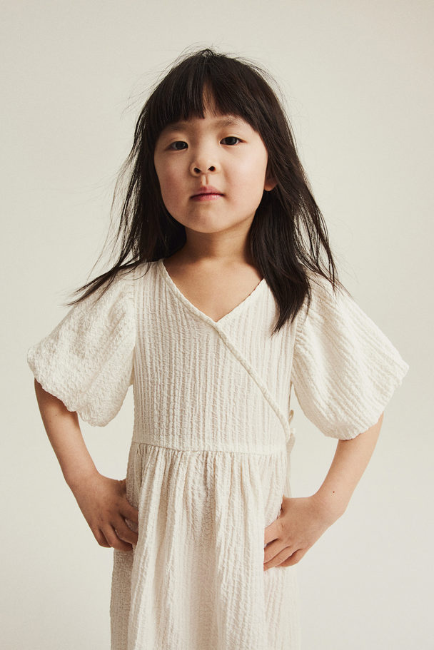 H&M Kleid mit Puffärmeln Weiß