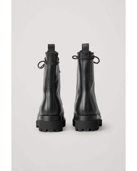 COS Leather Lace-up Chunky Boots Black