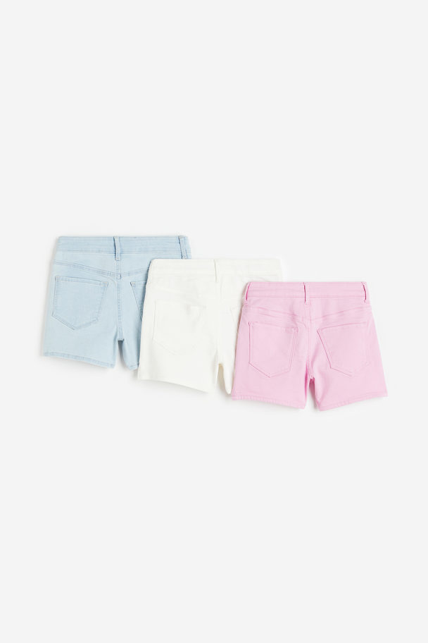 H&M Set Van 3 Denim Shorts Lichtroze/gebroken Wit