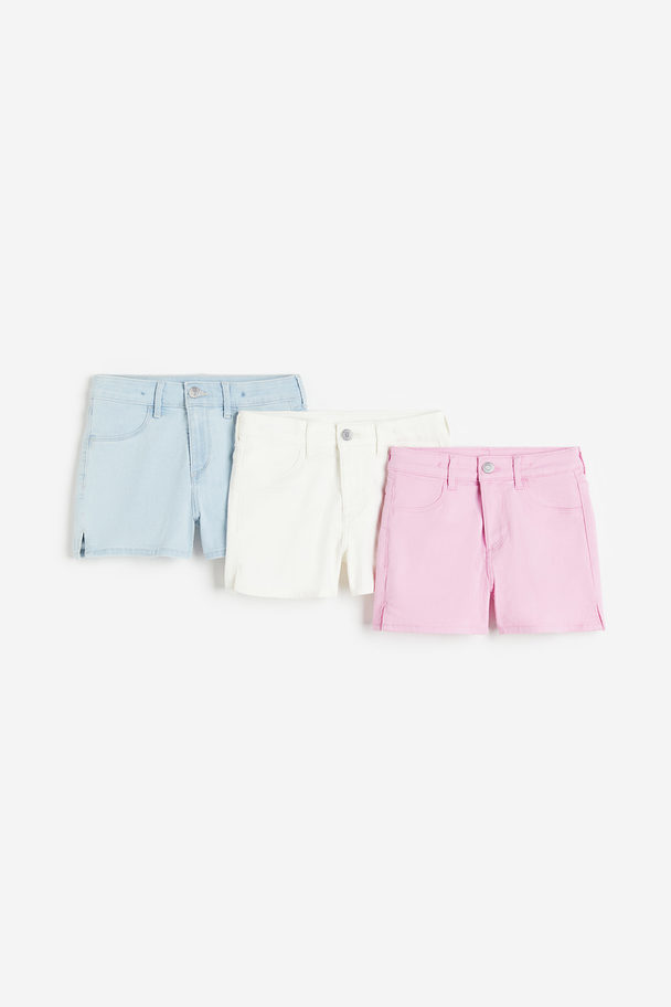 H&M 3-pack Denim Shorts Light Pink/natural White