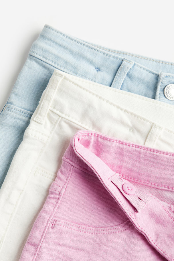H&M 3-pack Denim Shorts Light Pink/natural White