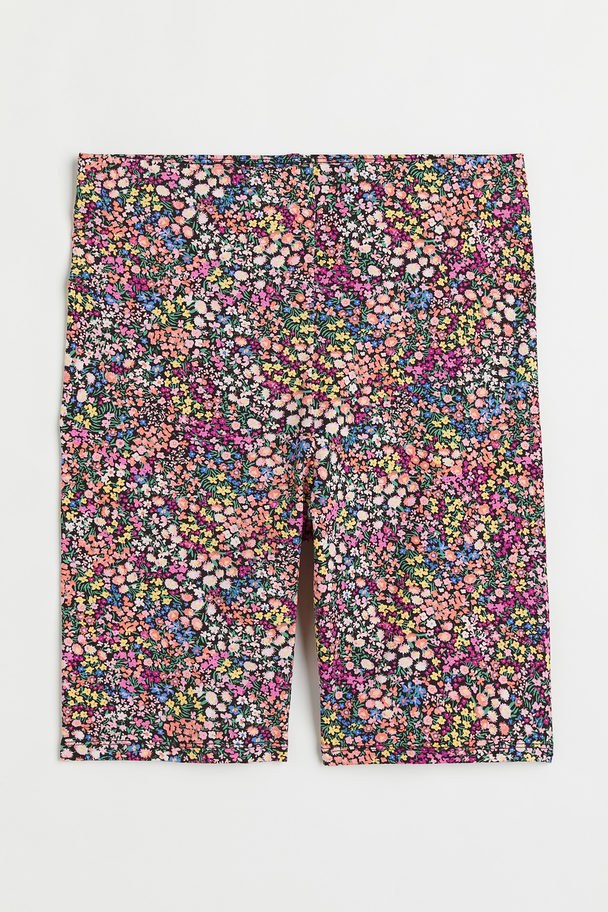 H&M Patterned Cycling Shorts Black/small Flowers