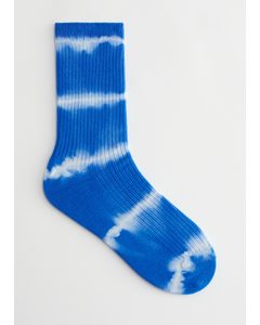 Ribbed Tie-dye Socks Blue Tie-dye