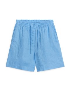 Linen Drawstring Shorts Light Blue