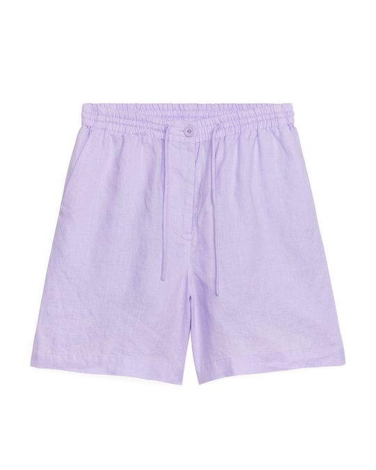 Arket Linen Drawstring Shorts Lilac