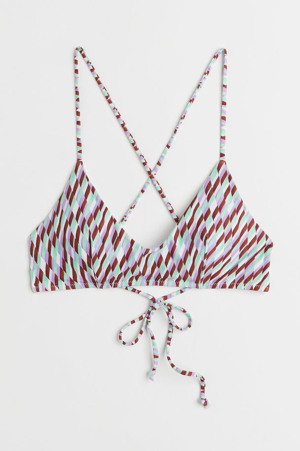 H&M Padded Bikini Top Brown/patterned