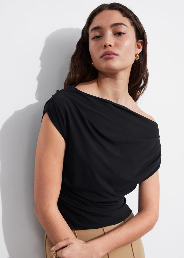 & Other Stories Draped Top Black