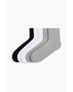 5er-Pack Socken Weiß/Graumeliert/Schwarz
