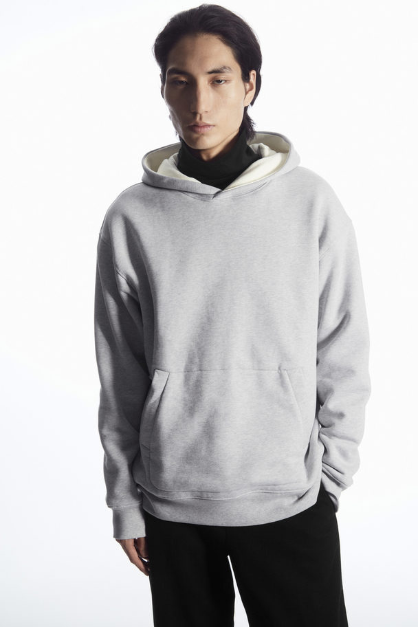 COS Double-layered Jersey Hoodie Grey / White
