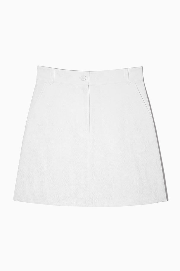 COS Seersucker A-line Mini Skirt White