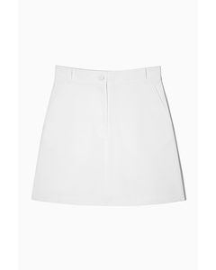 Seersucker A-line Mini Skirt White