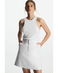 Seersucker A-line Mini Skirt White