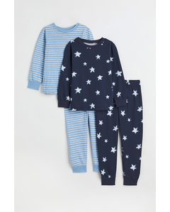 2er-Pack Pyjamas Dunkelblau/Sterne