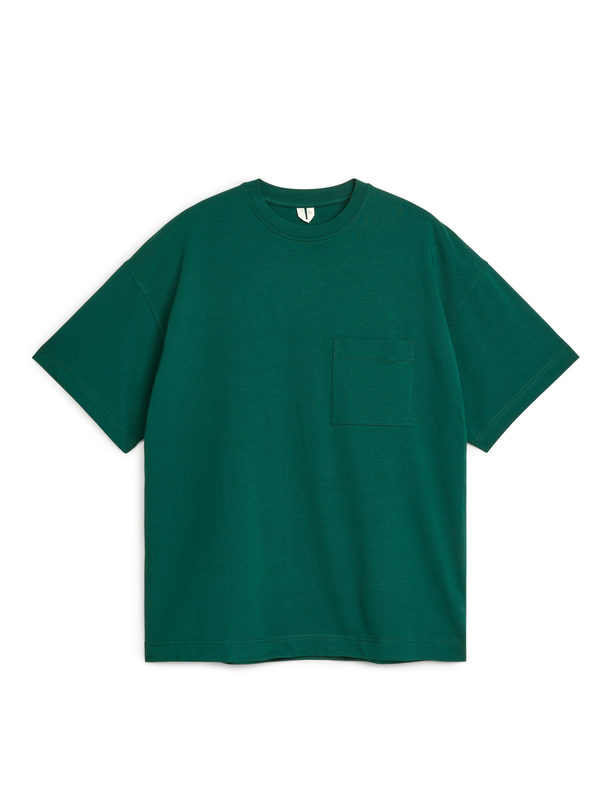 ARKET Oversize-T-Shirt in schwerer Qualität Dunkelgrün