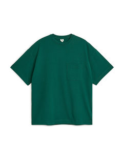 Oversize-T-Shirt in schwerer Qualität Dunkelgrün