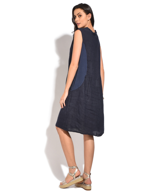 Le Jardin du Lin Mid-lenght Dress With Ruffled Round Collar