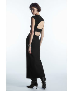 Open-back Knitted Midi Dress Black