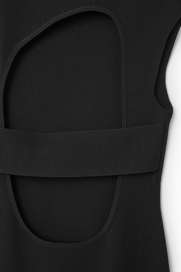 COS Open-back Knitted Midi Dress Black