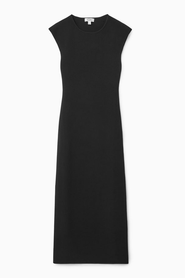 COS Open-back Knitted Midi Dress Black