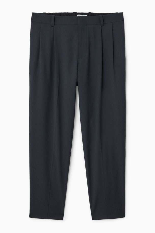 COS Pleated Technical Wool Trousers Navy