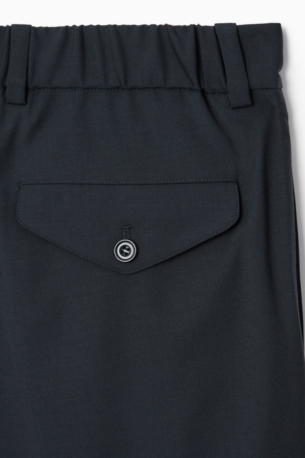 COS Pleated Technical Wool Trousers Navy