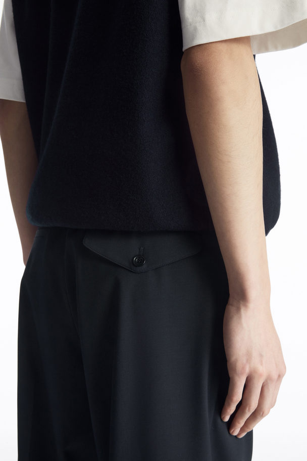 COS Pleated Technical Wool Trousers Navy