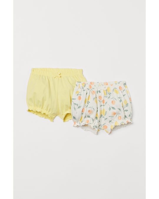 H&M 2-pack Puff Pants Light Yellow/lemons