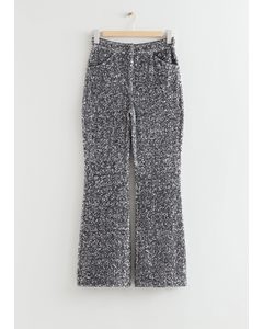 Kick Flare Sequin Trousers Silver Sequin