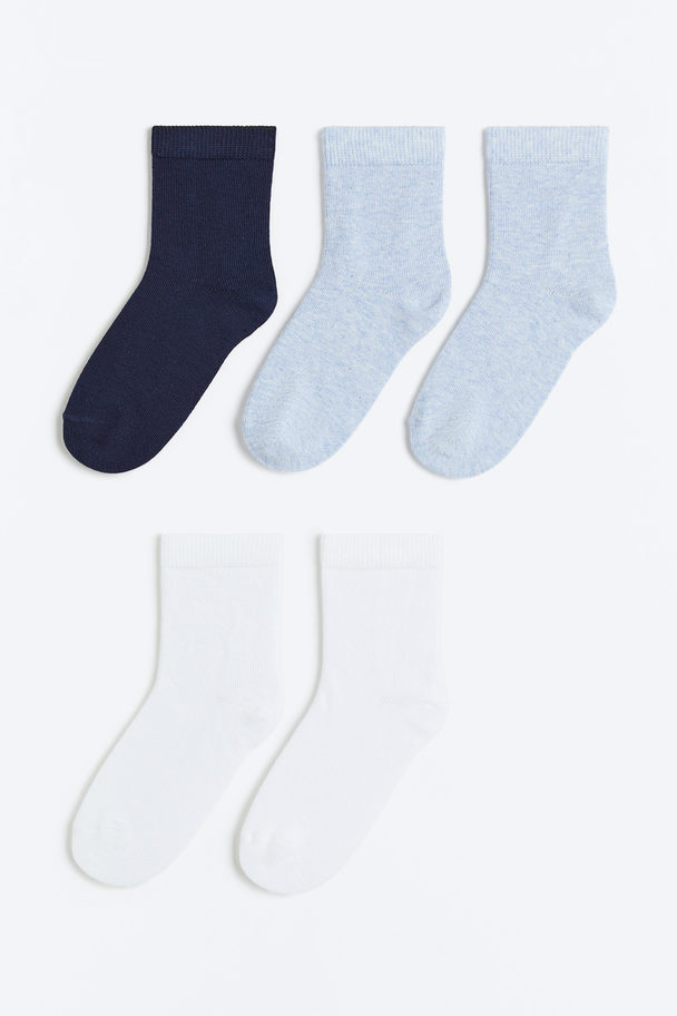 H&M 5-pack Socks Light Blue Marl/white