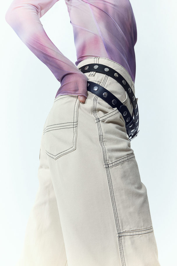 H&M Twill Worker Trousers Light Beige