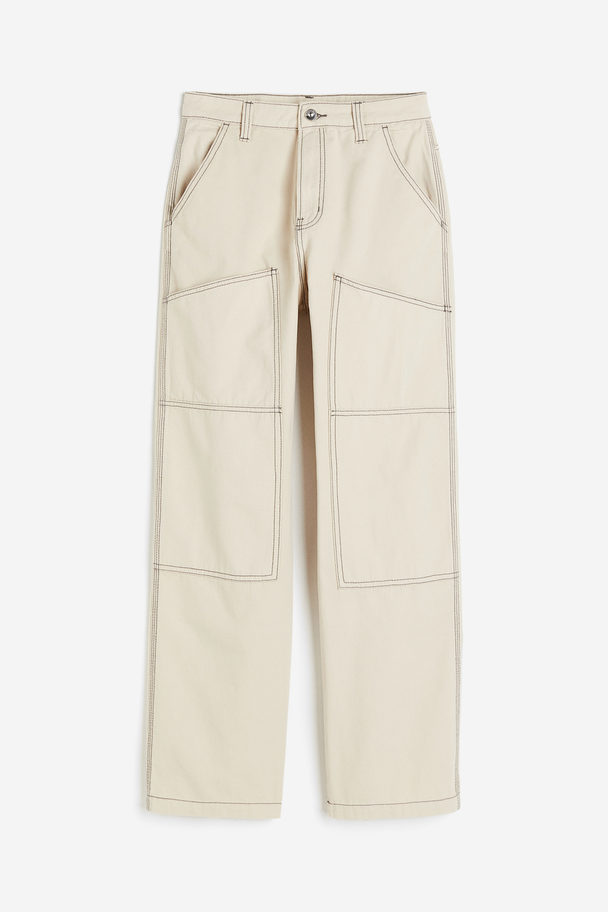 H&M Twill Worker Trousers Light Beige
