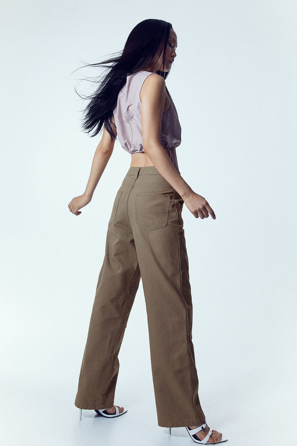 H&M Twill Worker Trousers Greige