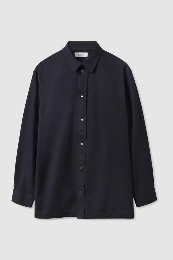 COS Relaxed-fit Contrast-panel Shirt Navy