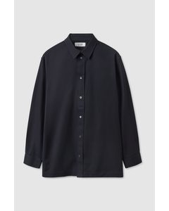 Relaxed-fit Contrast-panel Shirt Navy