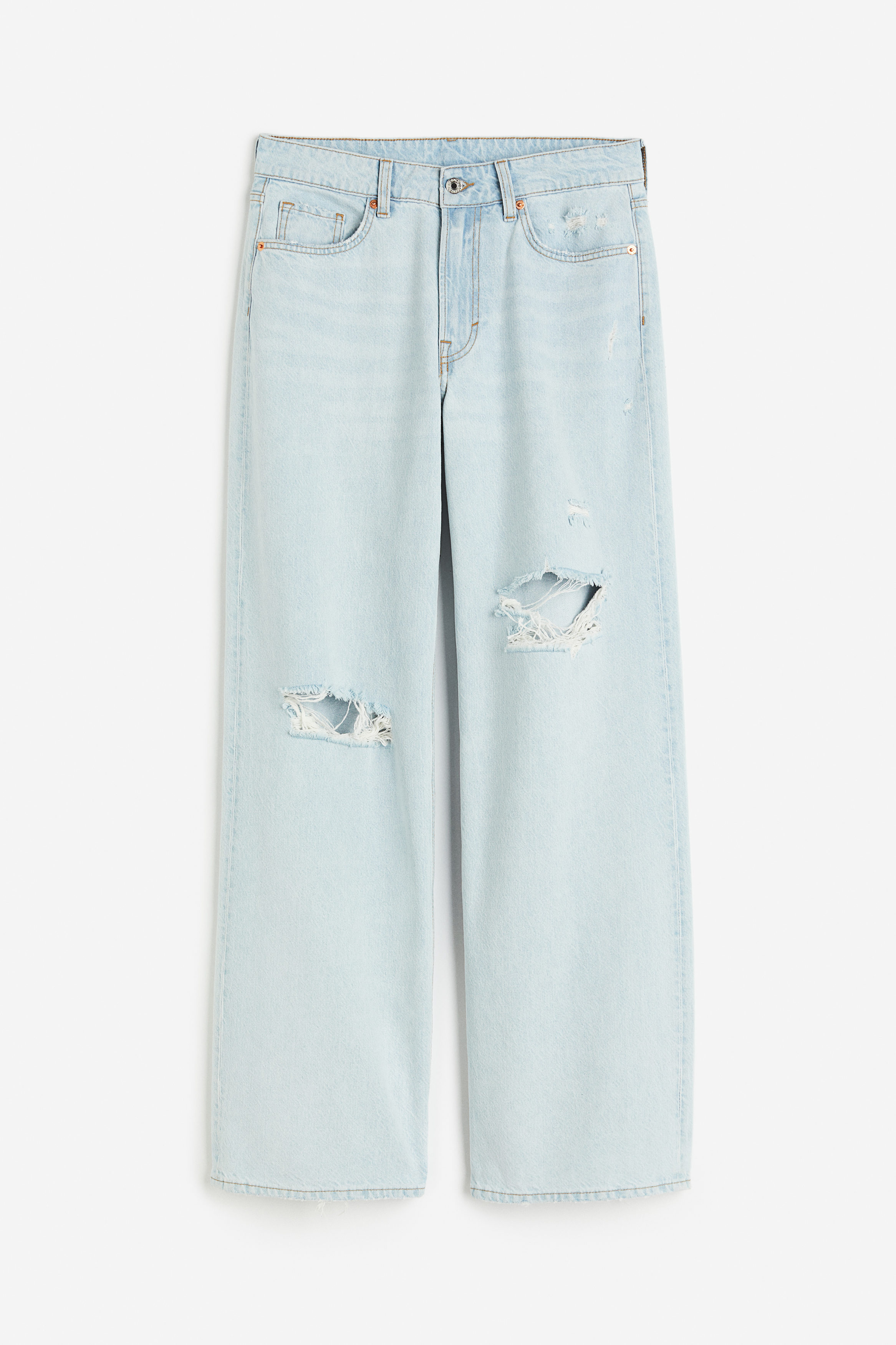 Billede af H&M Baggy Regular Jeans Sart Denimblå, Loose jeans. Farve: Pale denim blue I størrelse 36