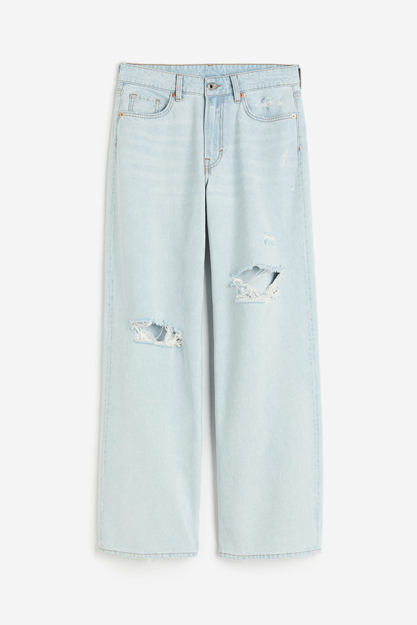 H&M Baggy Regular Jeans Blek Denimblå